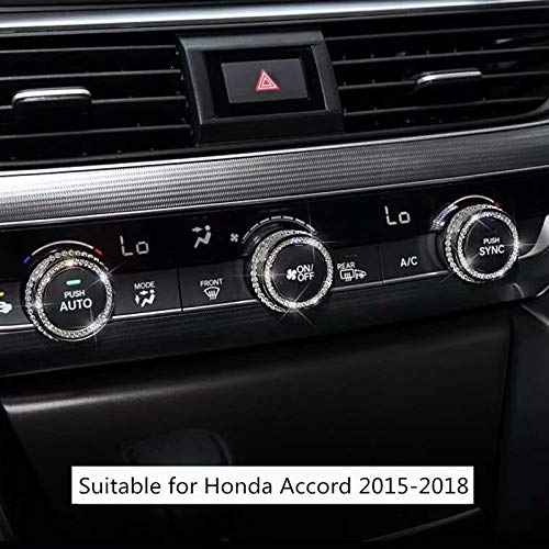 2018-2022 Honda Accord AC Knob Covers - Crystal Rhinestone Decals for Manual Rotary Air Conditioner Controls (3-Pack, Silver) | Car Interior Accessories & Dashboard Decor Upgrade