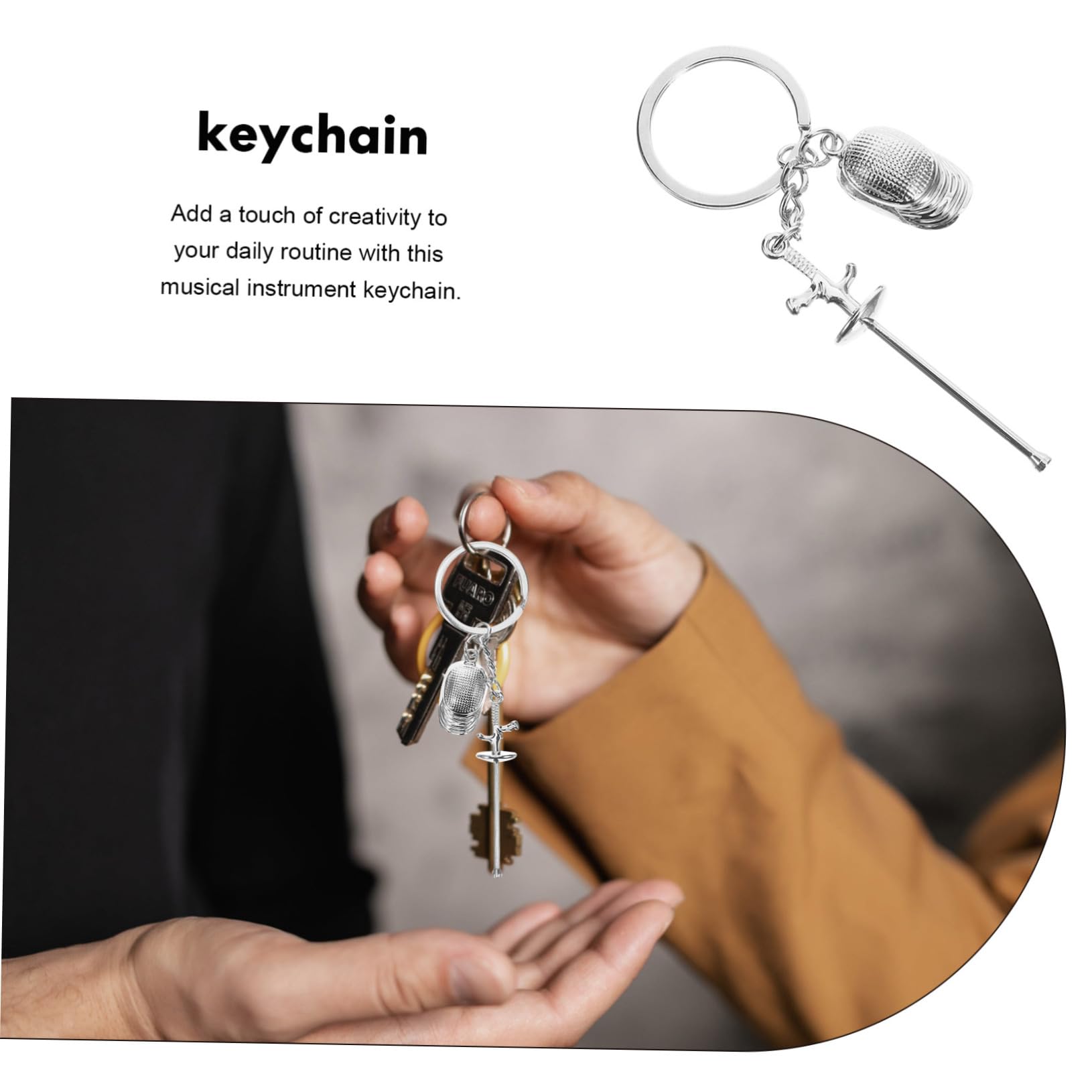Yardwe 2-Pack Polished Metal Fencing Keychain - Smooth Surface Sports Key Ring for Fencing Enthusiasts | Perfect Gift for Athletes & Sports Fans