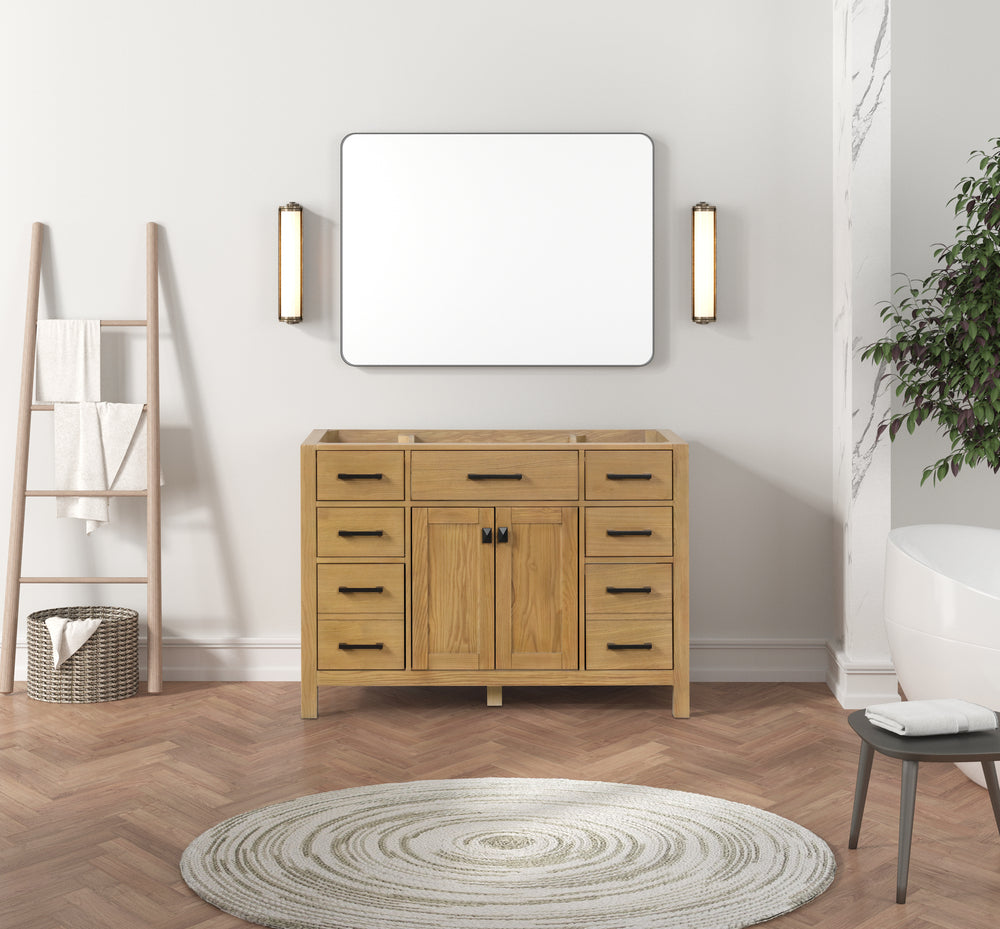 47.5 Inch Modern Single Bathroom Vanity in Desert Oak Finish - Perfect for Small Bathrooms, Powder Rooms & Home Renovations