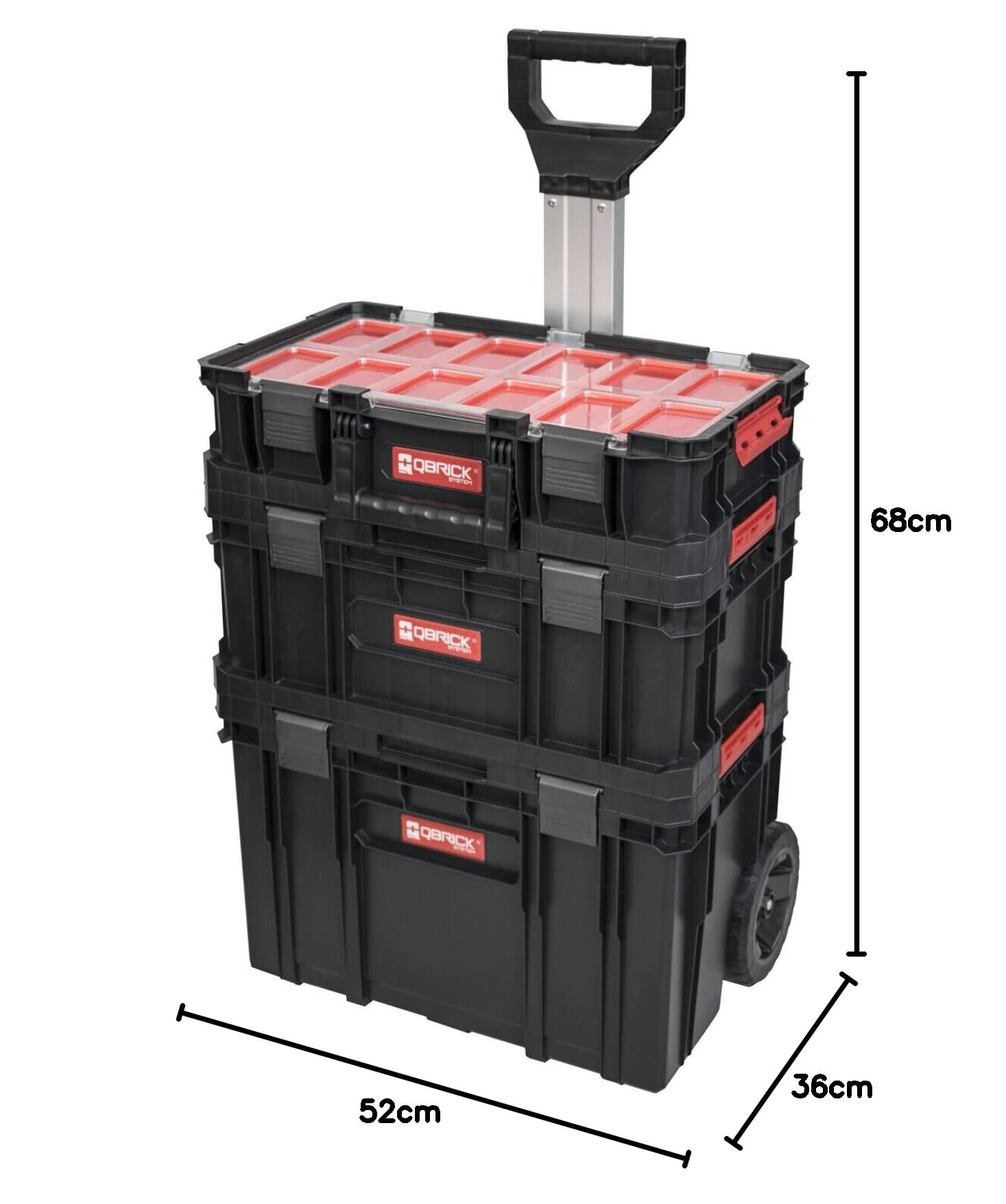 QBRICK Two Set Plus Box System on Wheels - Portable Storage Solution for Home, Office & Travel Organization
