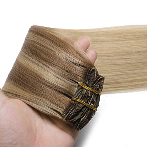 Premium 100% Human Hair Clip-In Extensions - Silky Straight Hair Extensions for Length & Volume | Perfect for Parties, Weddings & Everyday Styling