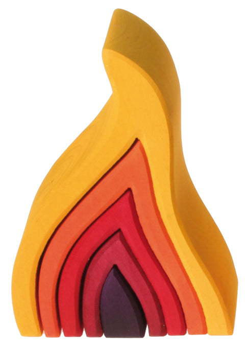 Grimm's Fire Stacker - Wooden Rainbow Stacking Toy for Kids, Montessori Educational Learning Blocks - Perfect for Toddler Playrooms, Preschool Classrooms & Birthday Gifts