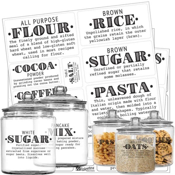 36-Pack Pantry Labels Stickers for Food Storage - Waterproof Kitchen Organization Labels for Jars, Containers & Spices - Perfect for Home Decor & Kitchen Organization (Ideal for Pantry, Spice Racks & Meal Prep)