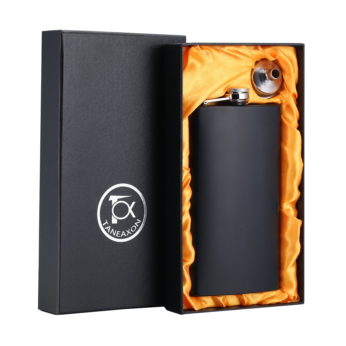 12 oz Matte Black Stainless Steel Whiskey Hip Flask with Funnel - Leak Proof & Durable for Outdoor, Travel & Gifts - Portable Pocket Liquor Flask in Gift Box