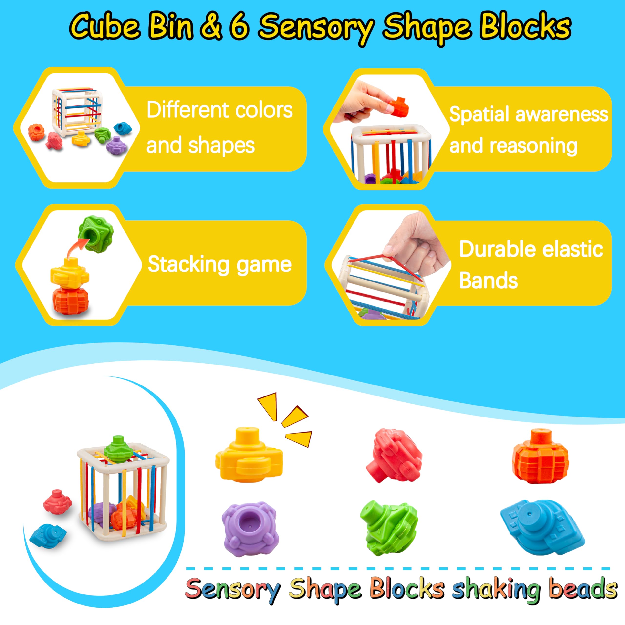 Montessori Baby Toys 0-18 Months - Pull String Toy, Shape Sorter, Stacking Blocks, Manhattan Ball & Building Blocks - Educational Learning Toys for Infants & Toddlers - Perfect for Early Development, Sensory Play & Motor Skills