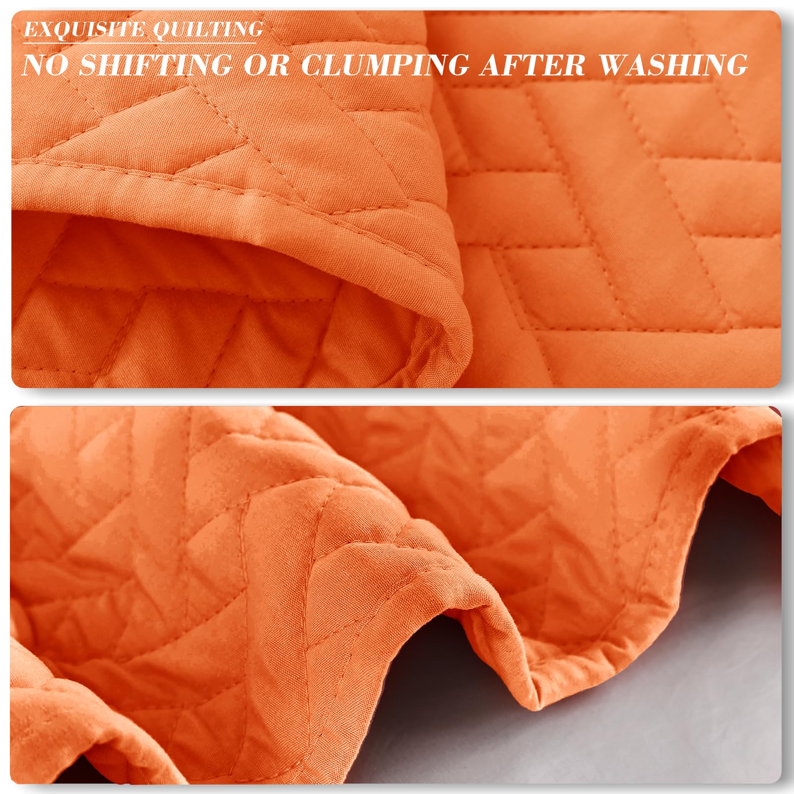 Exclusive Full Queen Size Quilt Bedding Set with Pillow Shams - Soft Lightweight Basket Quilted Bedspread Coverlet for All Seasons - Orange Home Decor for Cozy Bedroom & Guest Room