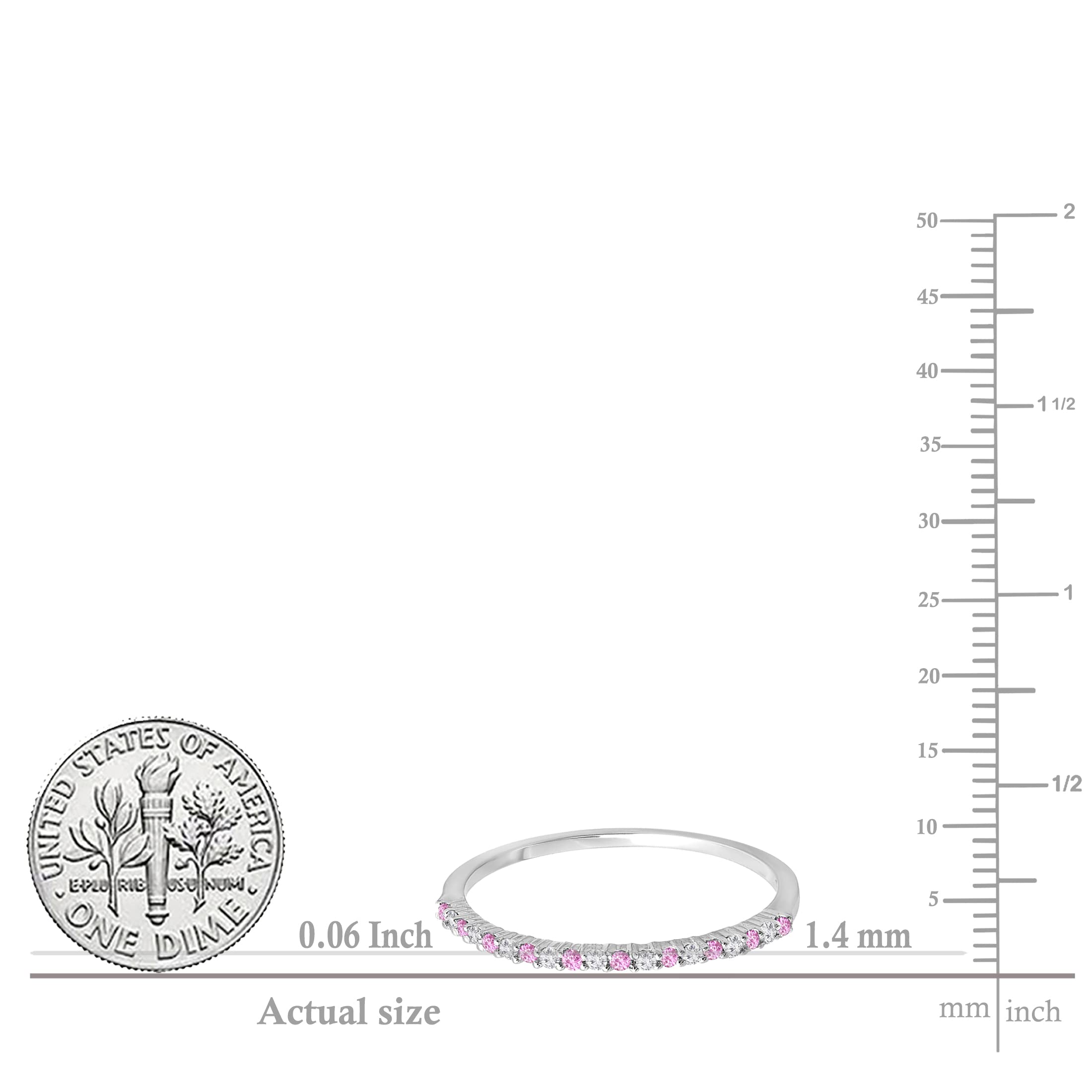 14K Solid Gold Round Pink Sapphire & White Diamond Stackable Wedding Ring for Women – Elegant Bridal Jewelry for Engagement, Anniversary & Special Occasions