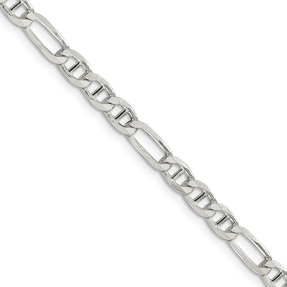 4.5mm Sterling Silver Solid Figaro Anchor Chain Necklace for Men & Women - Durable Black Bow Jewelry for Everyday Wear, Gifts & Special Occasions