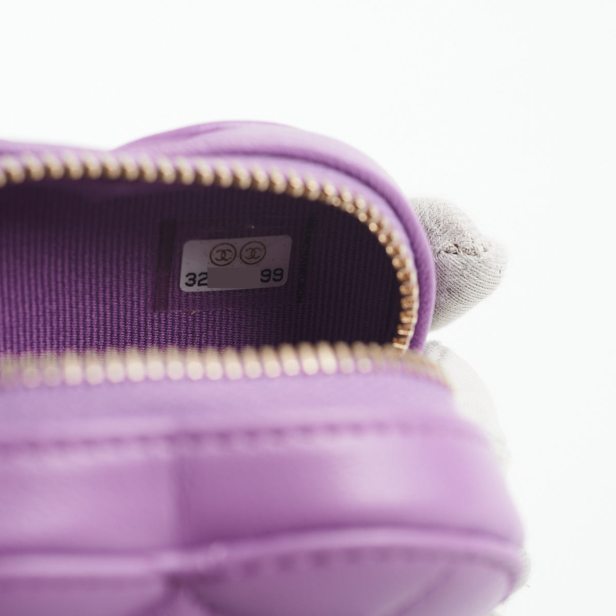 Chanel Lambskin Heart Zipped Arm Coin Purse Wallet in Purple - Perfect for Parties, Date Nights & Luxury Gift Giving