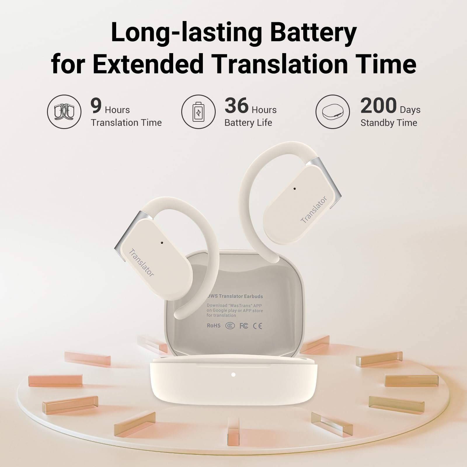 M9 AI Translator Earbuds - 144 Languages, Open-Ear Design for Travel & Business