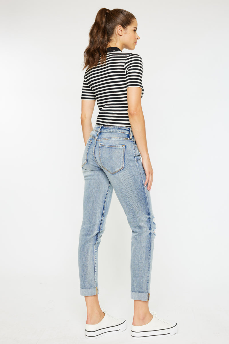 Clarie Mid Rise Boyfriend Jeans for Women - Comfortable Stretch Denim Pants with Relaxed Fit - Perfect for Casual Wear, Weekend Outfits and Everyday Fashion