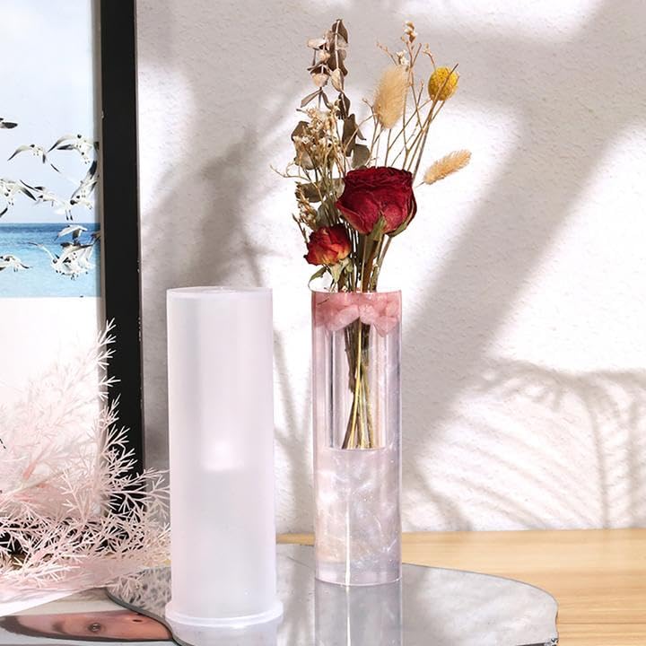 **Silicone Flower Vase Molds for Epoxy Resin, Concrete, Clay, Gypsum & Cement – DIY Cylinder Planter Vase & Candle Holder Molds – Perfect for Home Decor, Wedding Centerpieces & Craft Projects**