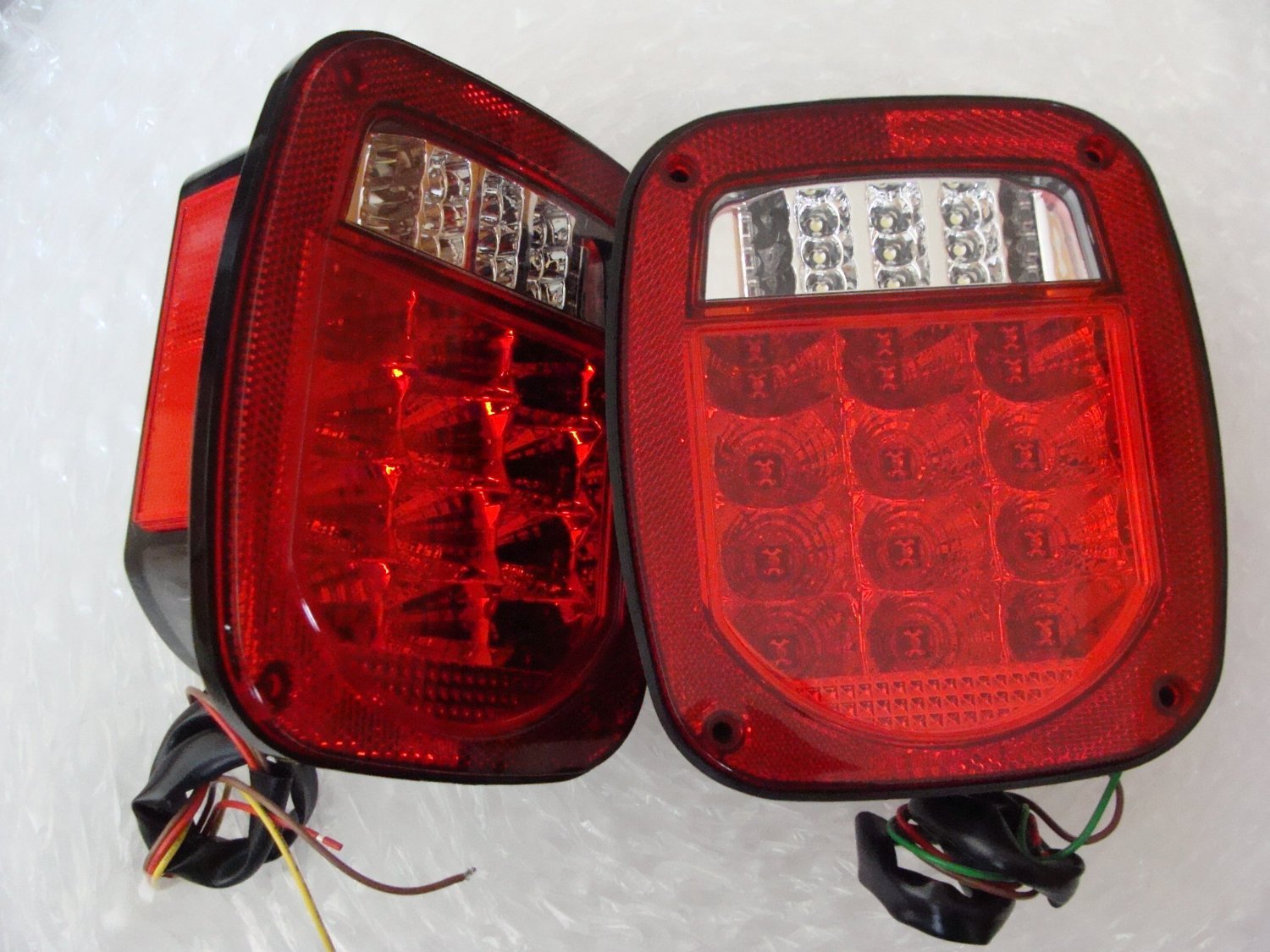 Jeep LJ TJ CJ YJ Truck & Trailer Replacement LED Tail Lights - Bright Red Lens with LED License Plate Lights | Off-Road & Street Legal Lighting Upgrade