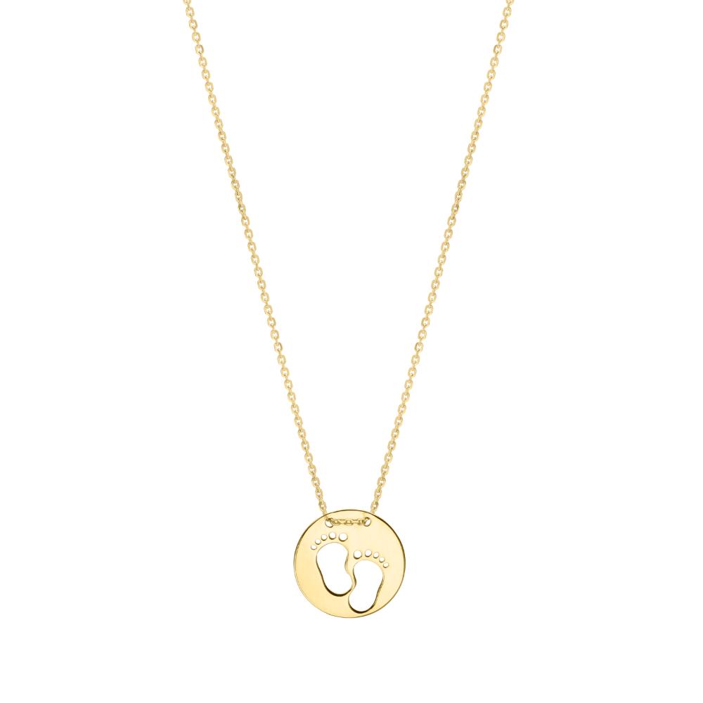 10K Gold Baby Footprints Necklace - Personalized Keepsake Jewelry for Moms - Perfect for Mother's Day, Baby Shower & Memorial Gifts
