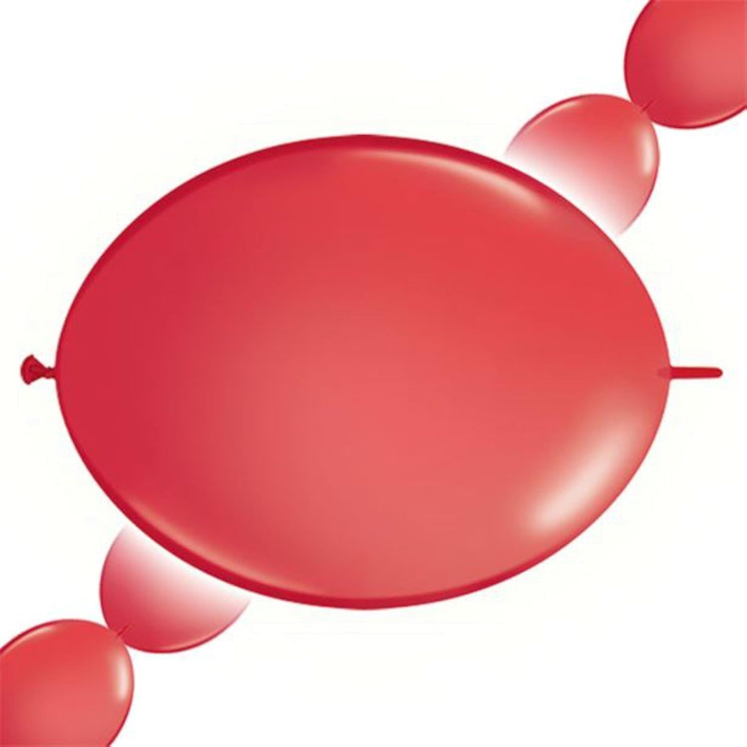 Qualatex Quick Link Balloons - 50 Pack Red Latex Balloons for Party Decorations, Birthday Celebrations & Events