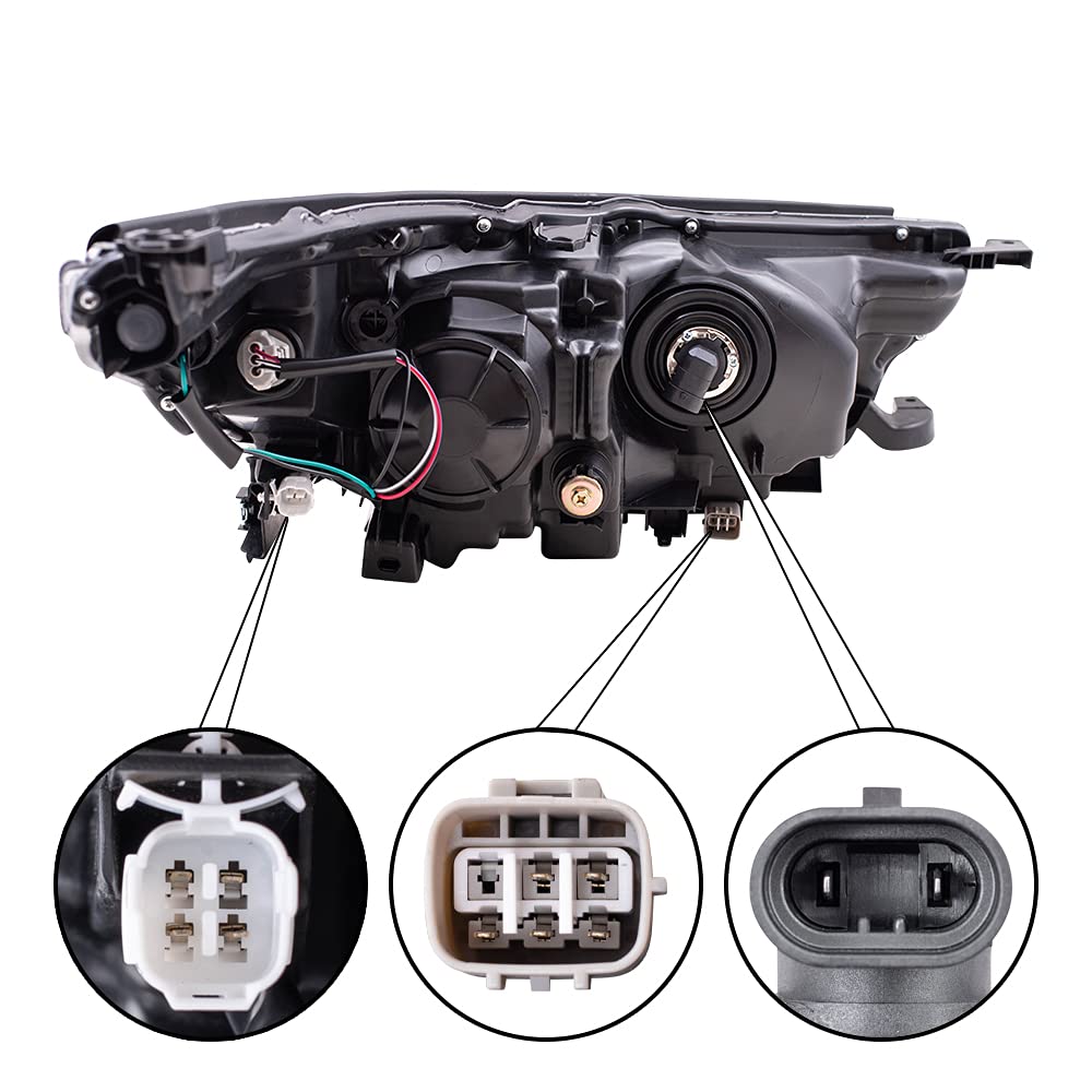 Brock Replacement Driver Side Headlight Assembly - Smoked Chrome Accent & LED DRL Compatible with 2017-2018 Toyota Highlander & Highlander Hybrid | Upgrade for Night Driving & Enhanced Visibility