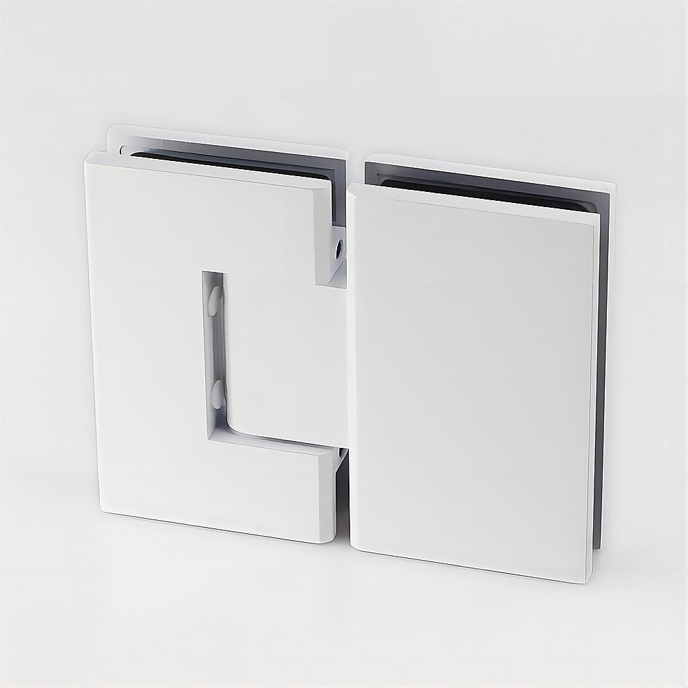 100cm Frameless Shower Screen with White Brackets & Stainless Steel Hinges - Square Knob Handle for Modern Bathrooms | Perfect for Small Spaces & Walk-In Showers