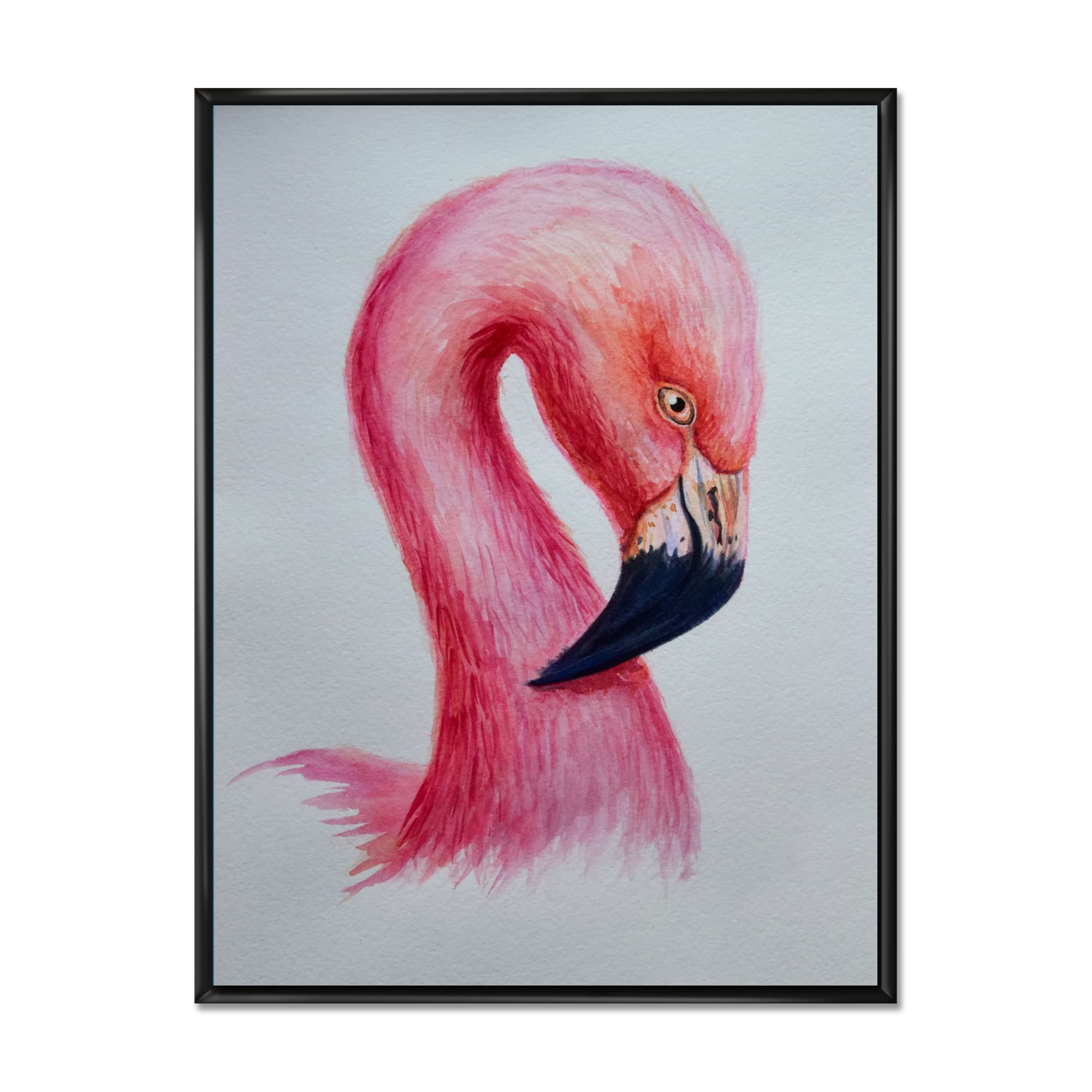 DesignQ Pink Flamingo IV Framed Canvas Wall Art - Modern Farmhouse Decor for Living Room, Bedroom & Office