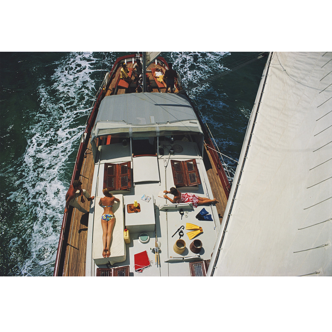 Slim Aarons Deck Dwellers Fine Art Photography Print - Vintage Beach Lifestyle Wall Decor for Living Room, Office & Coastal Homes