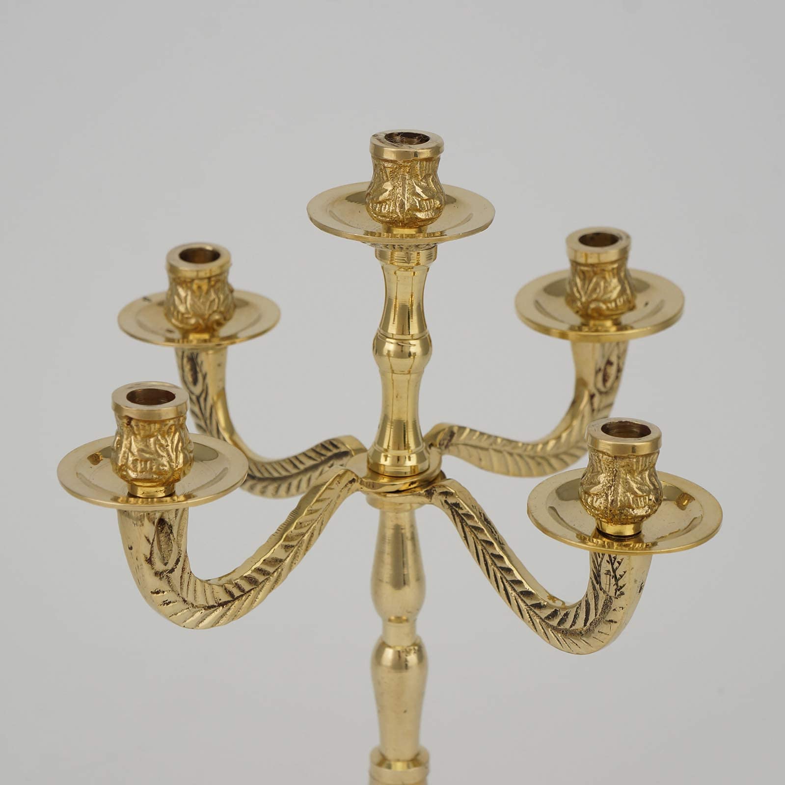 Traditional Orthodox Brass Candelabra with 5 Arms - Includes 100 Pure Beeswax Candles for Prayer Corner, Home Altar & Church Decor | Religious Candle Holder for Orthodox Christian Worship, Meditation & Spiritual Spaces