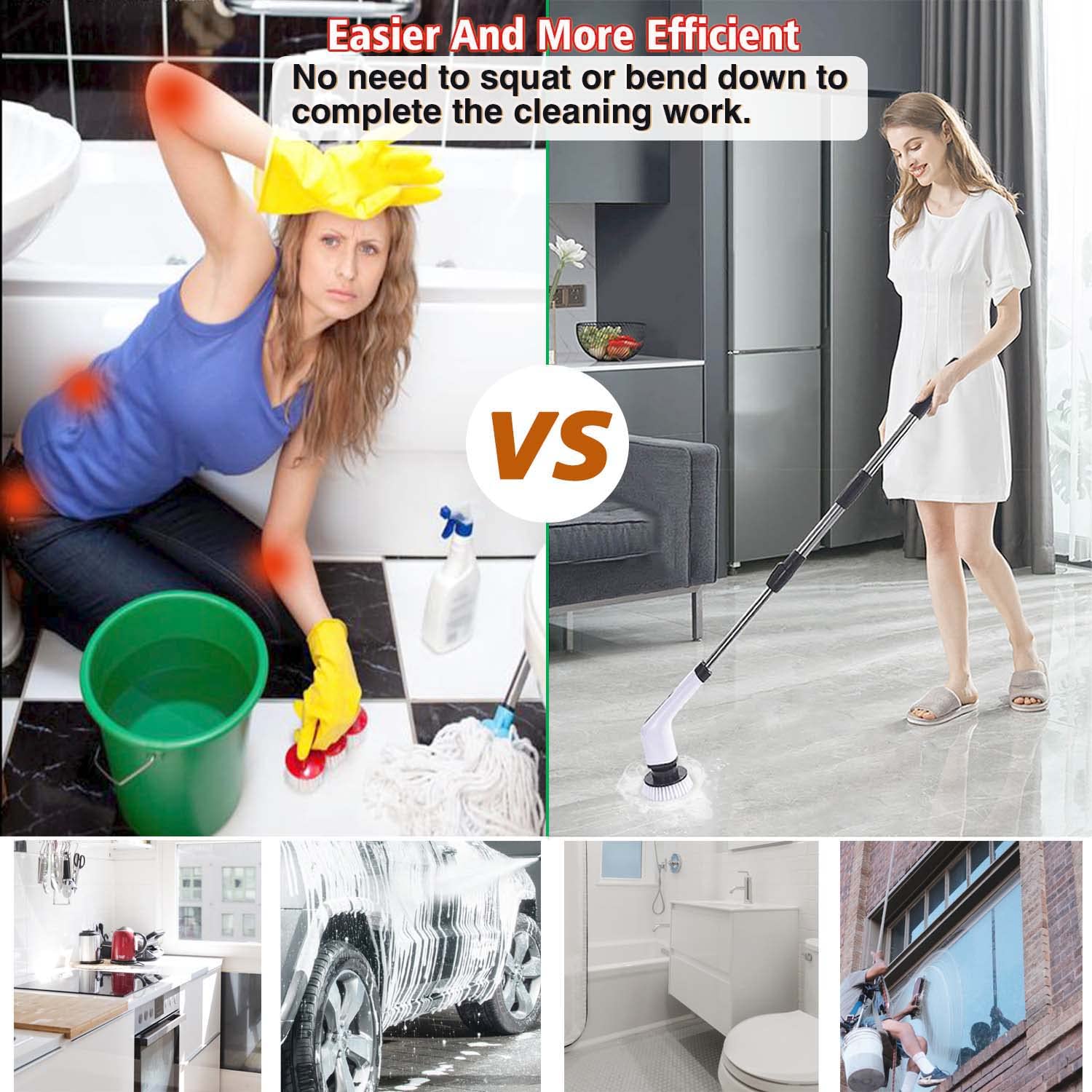 MGLSDeet Electric Spin Scrubber - Rechargeable Cordless Cleaning Brush with 7 Replaceable Heads | Powerful Bathroom, Tile, Window, Floor, Tub & Car Cleaner | Perfect for Deep Cleaning Grout, Shower Stalls & Vehicle Detailing