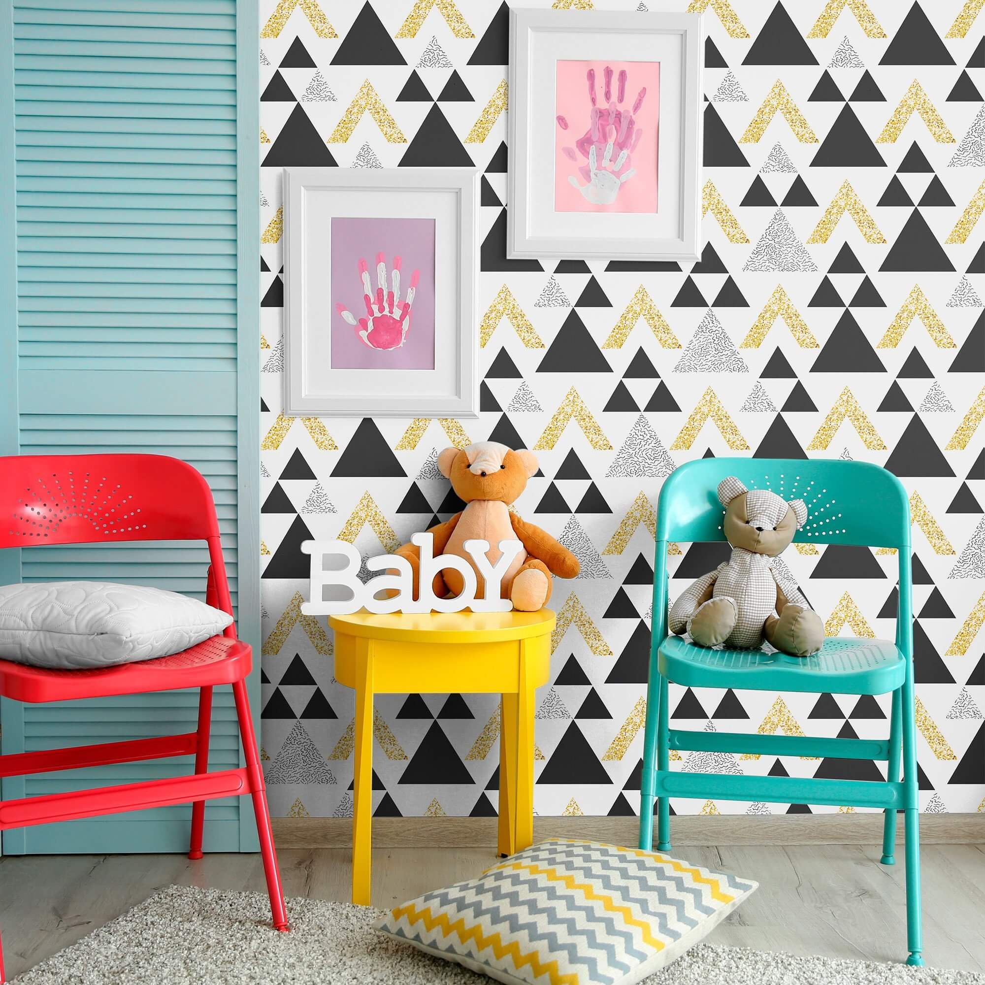 Beige Triangles Geometric Peel and Stick Removable Wallpaper - Self-Adhesive Decorative Wall Covering for Bedroom, Living Room & Nursery Decor