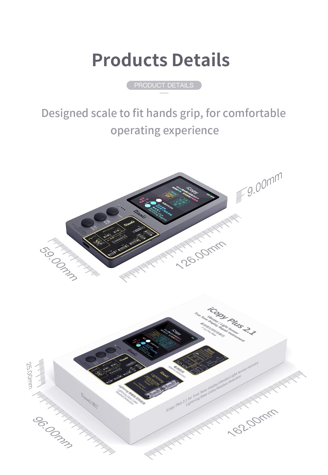 Qianli 3-in-1 iCopy Plus 2.1 iPhone LCD/Vibrator EEPROM Programmer & Battery/Lighting Board for iPhone 7/8/X/11 Pro Max - Phone Repair Tool for Screen & Battery Replacement