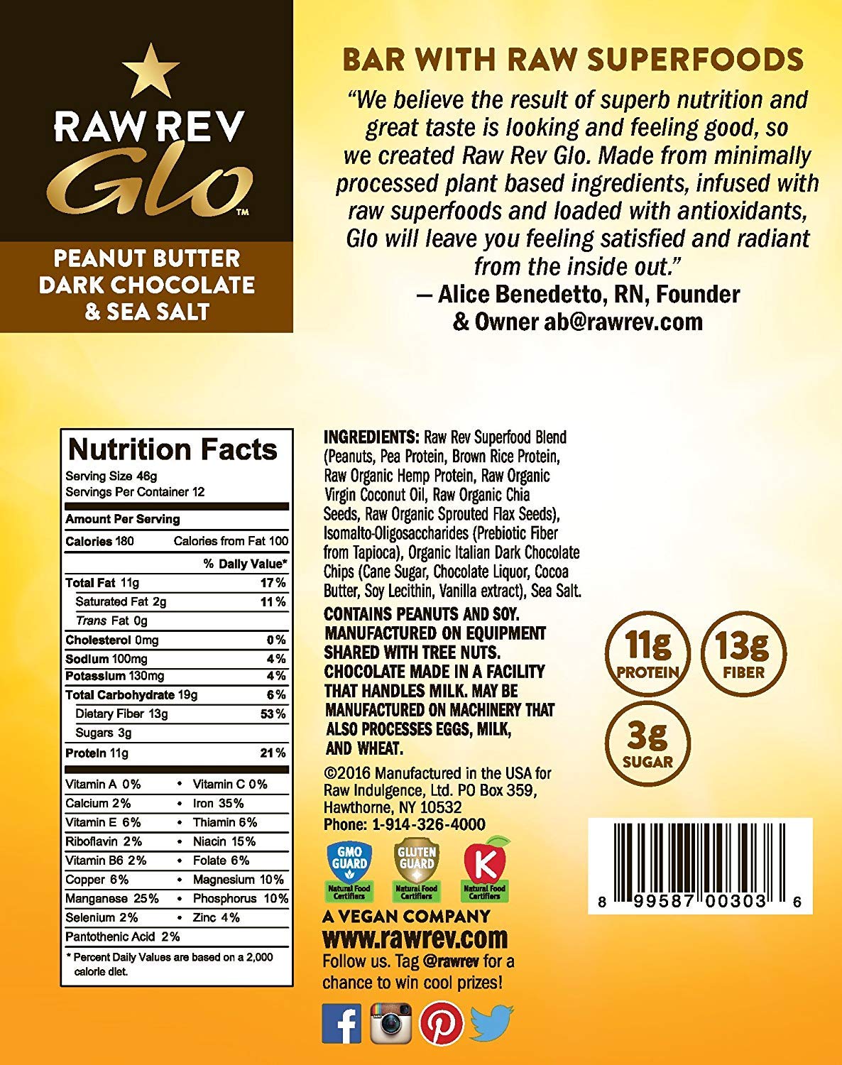 New & Improved Glo Vegan Protein Bars - Peanut Butter Dark Chocolate with Sea Salt | 12g Plant-Based Protein, Only 3g Sugar | Pack of 36 | Perfect for Post-Workout Recovery & Healthy Snacking