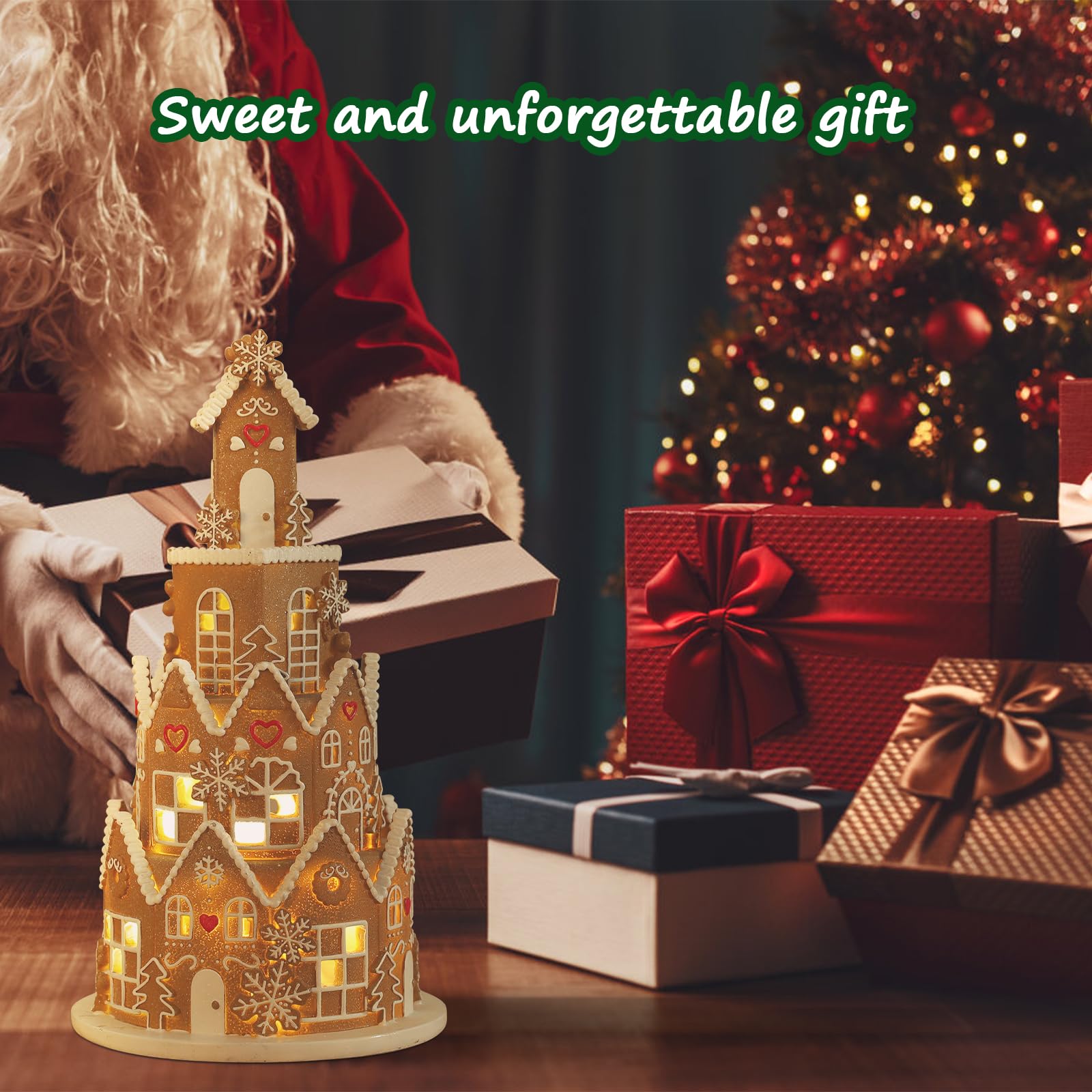 4-Story Gingerbread House Cookie Kit with LED Lights - DIY Christmas Baking & Holiday Decor for Parties, Gifts, and Festive Home Decoration