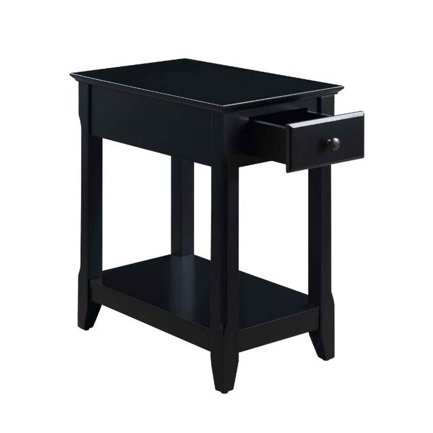 Benjara Black Accent Table with 1 Drawer & Bottom Shelf - Stylish Side Table for Living Room, Bedroom or Office Decor