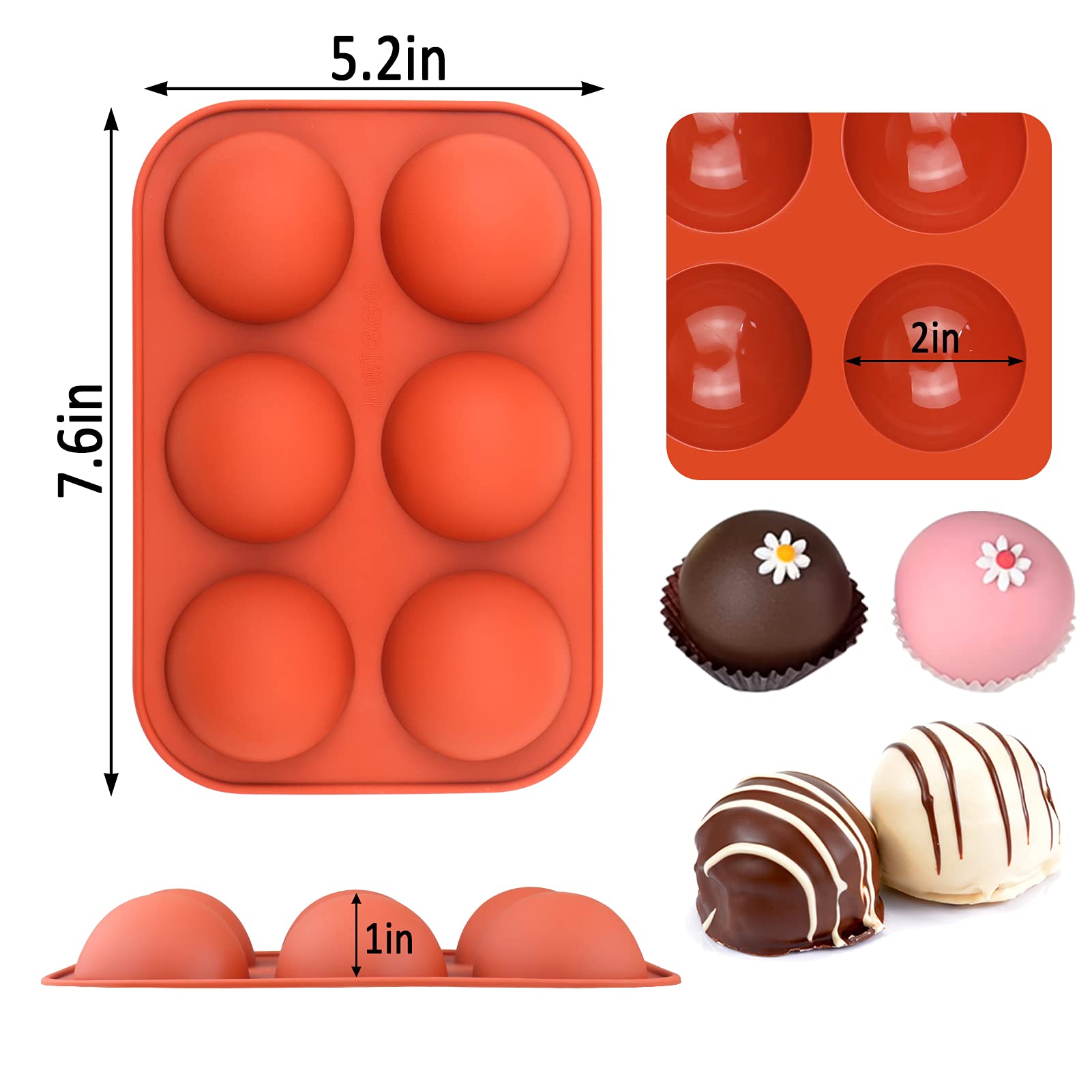 Premium Silicone Chocolate Molds - 6-Cavity Semi Sphere Cocoa Bomb Molds for Baking Hot Chocolate Bombs, Dome Mousse, Cocoa Balls & Desserts (4-Piece Set) | Perfect for Holiday Gifts, DIY Treats & Party Dessert Making