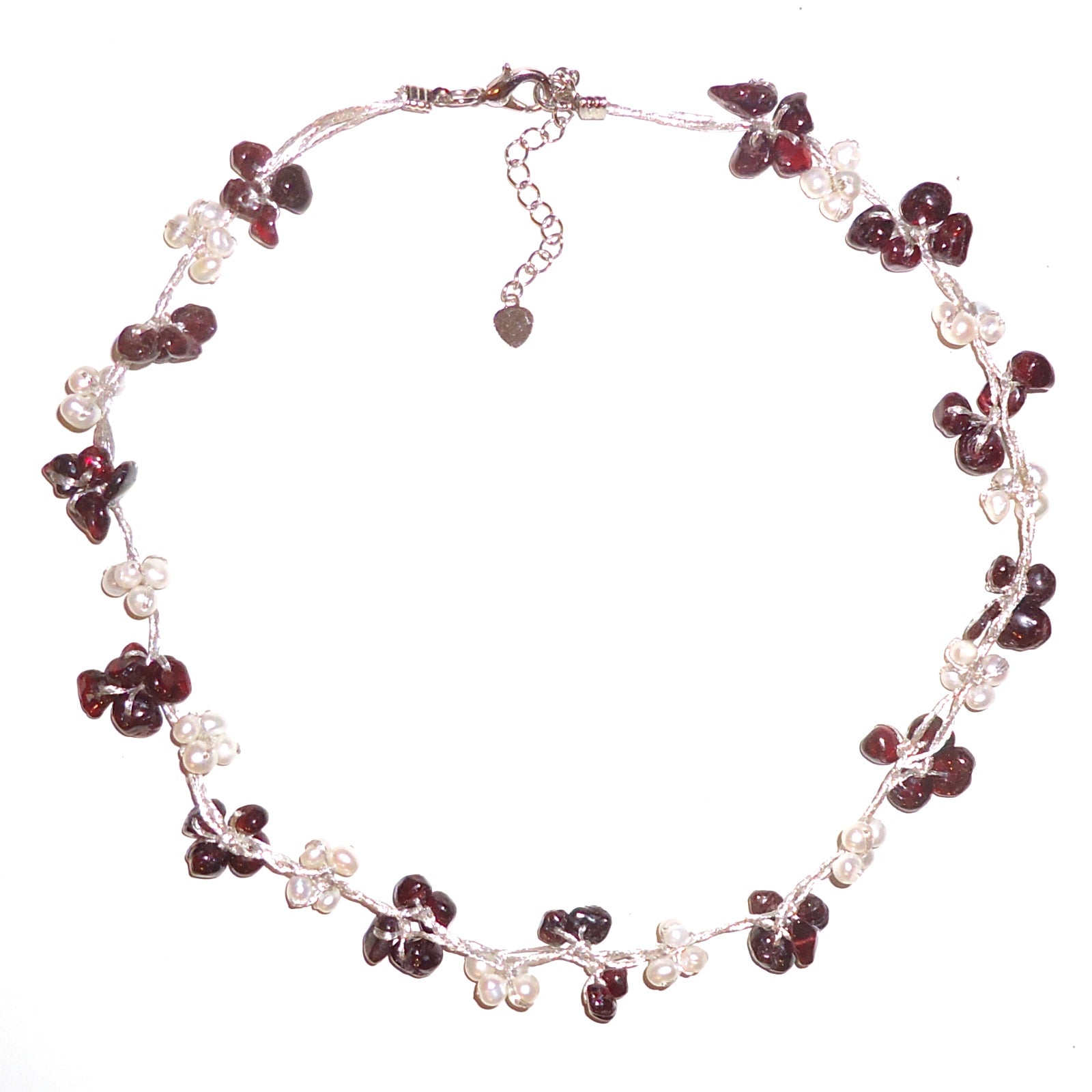 Exquisite Pearl & Garnet Necklace for Women - Elegant Gemstone Jewelry Gift for Her - Perfect for Weddings, Parties & Special Occasions