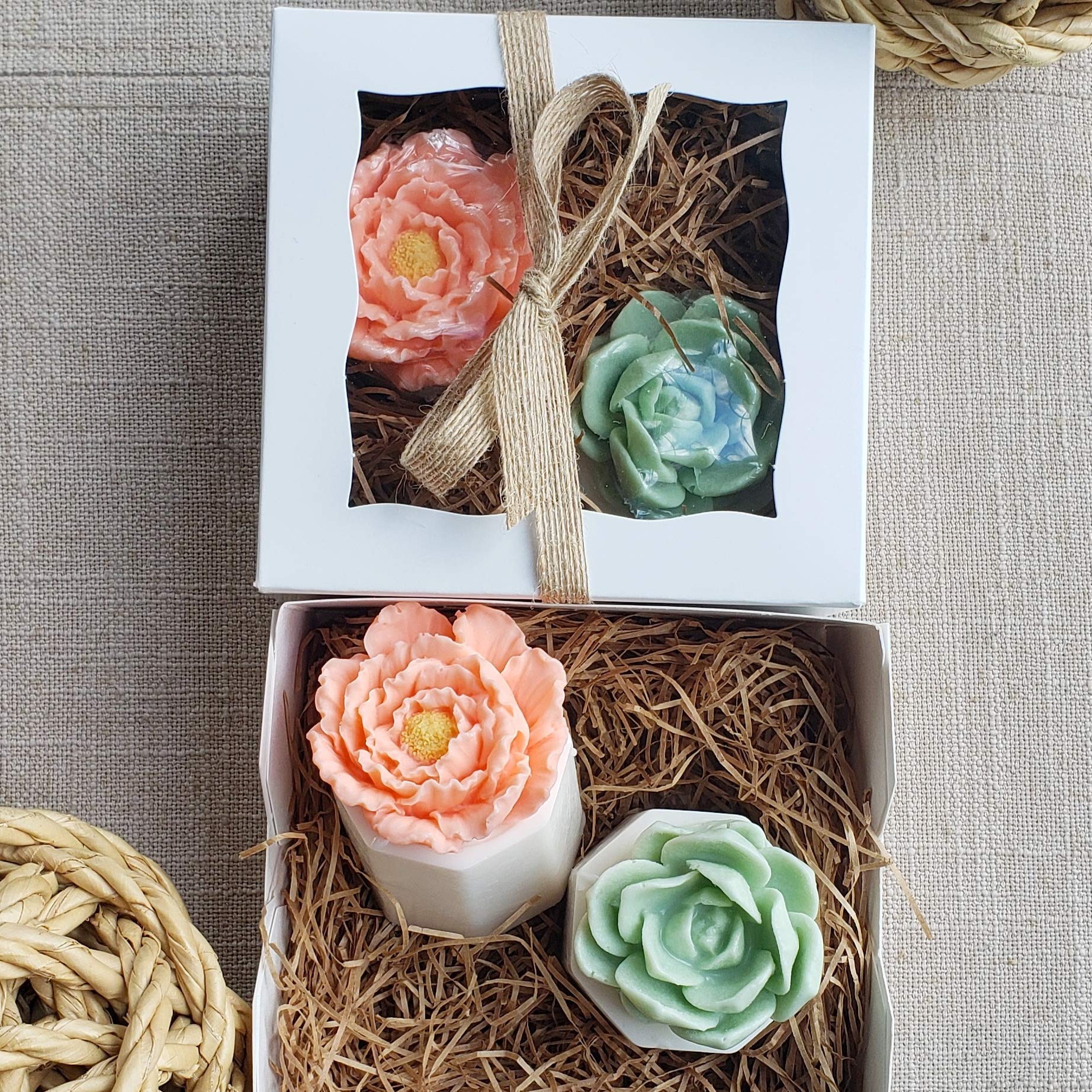 Orange Flower Pot Honeysuckle Soap with Succulent - Luxury Handmade Gift Box for Women | Care Package, Birthday, Friendship Gift | Perfect for Home Decor, Spa Day & Thoughtful Presents