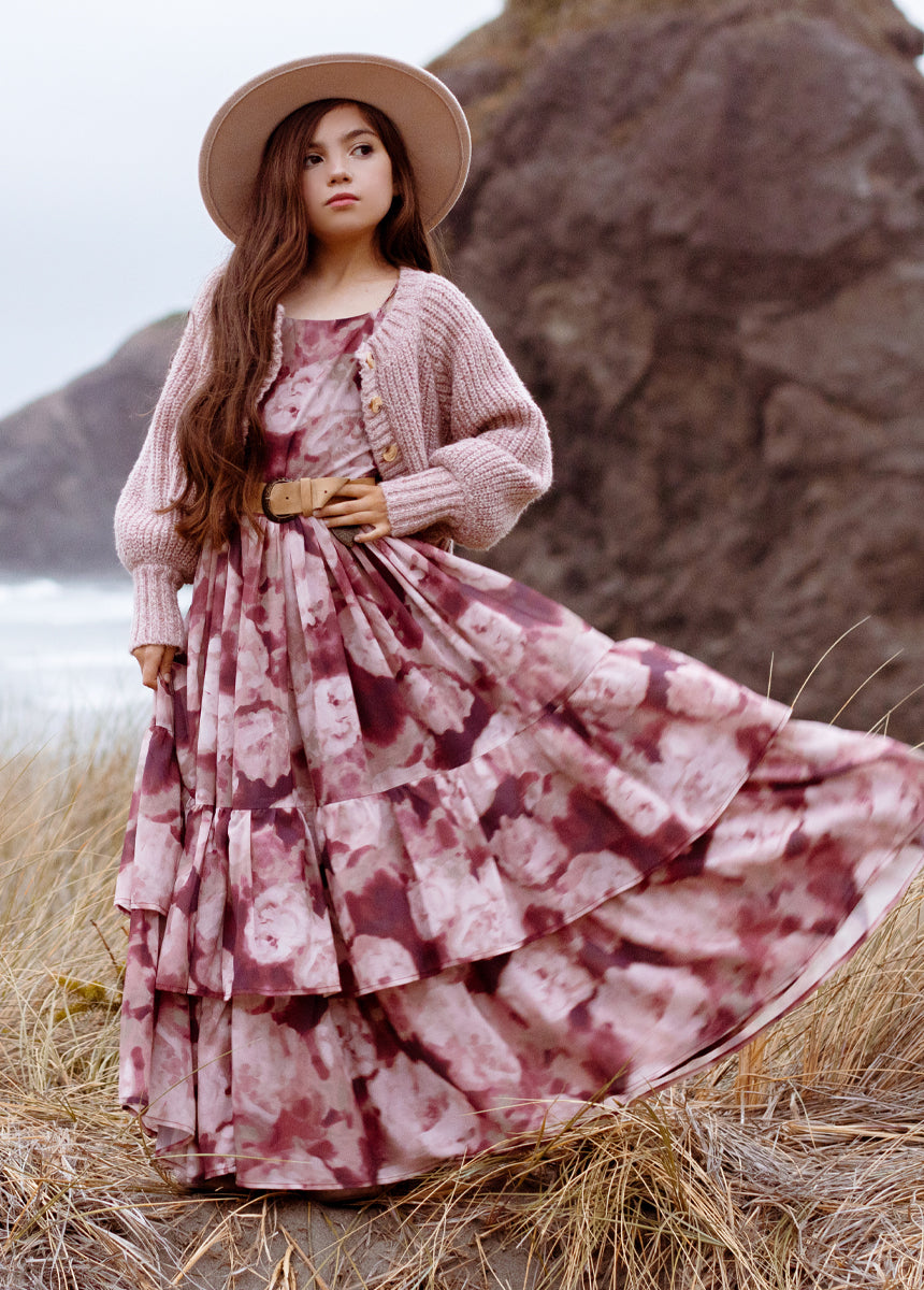 Catrin Dress in Warm Watercolor Floral Print - Elegant Summer Maxi Dress for Beach, Vacation & Casual Outings