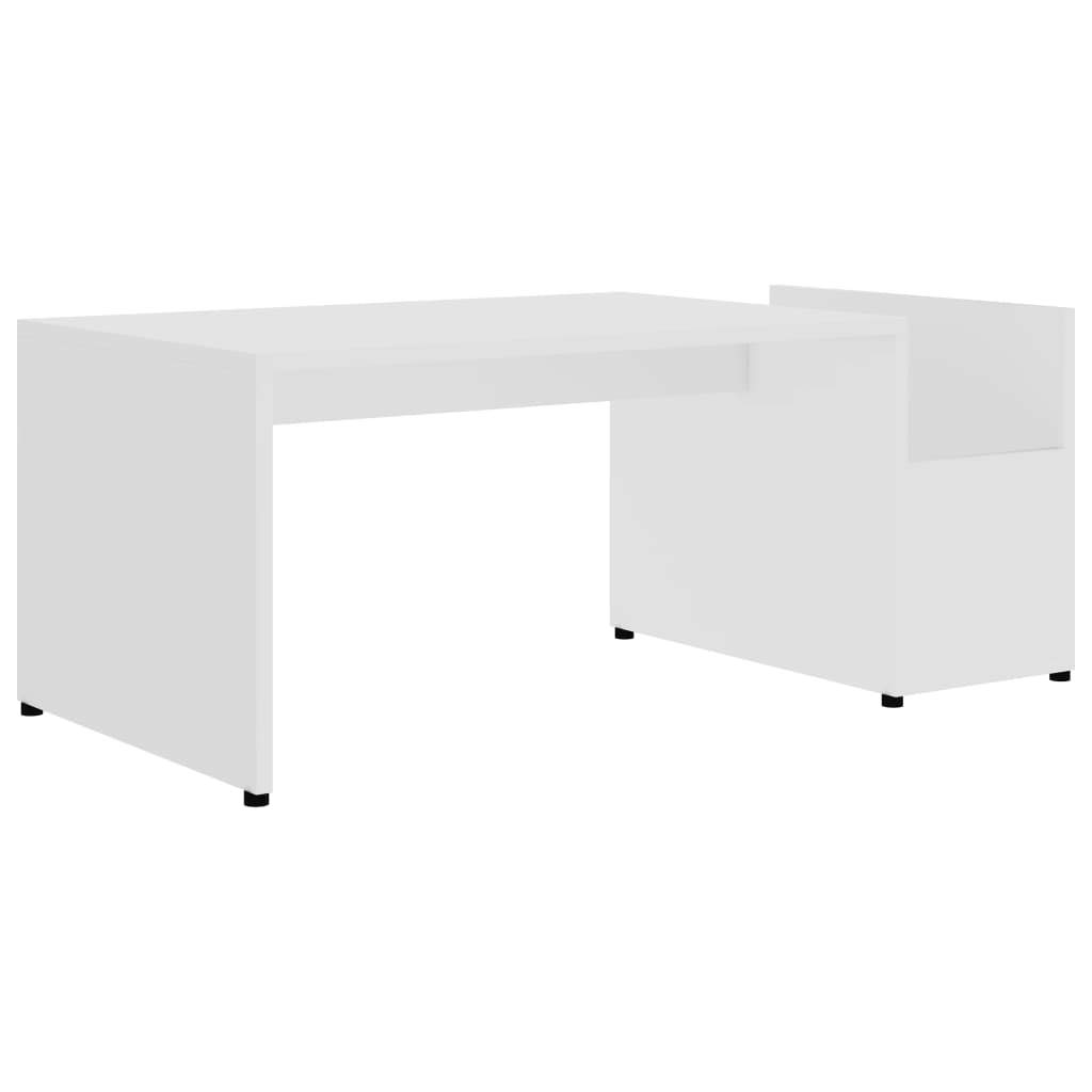 CHARMMA White Coffee Table 35.4 x 17.7 x 13.8 Inches - Lightweight Chipboard Design (14.3 kg) - Perfect for Living Room, Office & Small Spaces