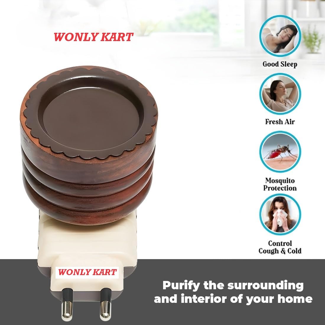 Premium Wooden Kapoor Dani - Electric Camphor Diffuser & Bakhoor Burner for Home, Puja, Aromatherapy & Night Light (Brown) | Perfect for Relaxation, Meditation & Spiritual Ceremonies