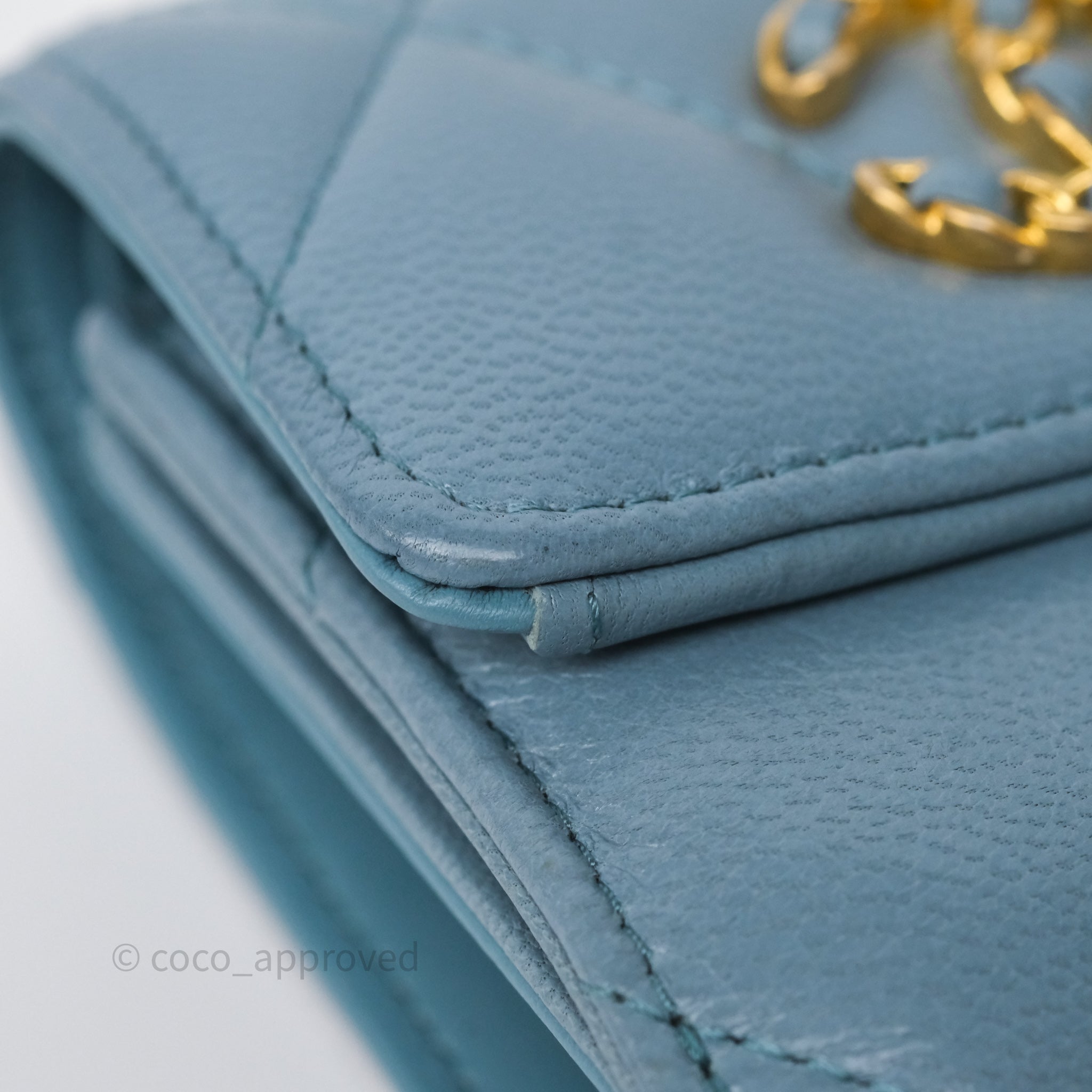 Chanel 19 Short Flap Wallet in Cloud Blue Lambskin Leather - Luxury Designer Crossbody Bag for Women | Perfect for Everyday Use & Special Occasions