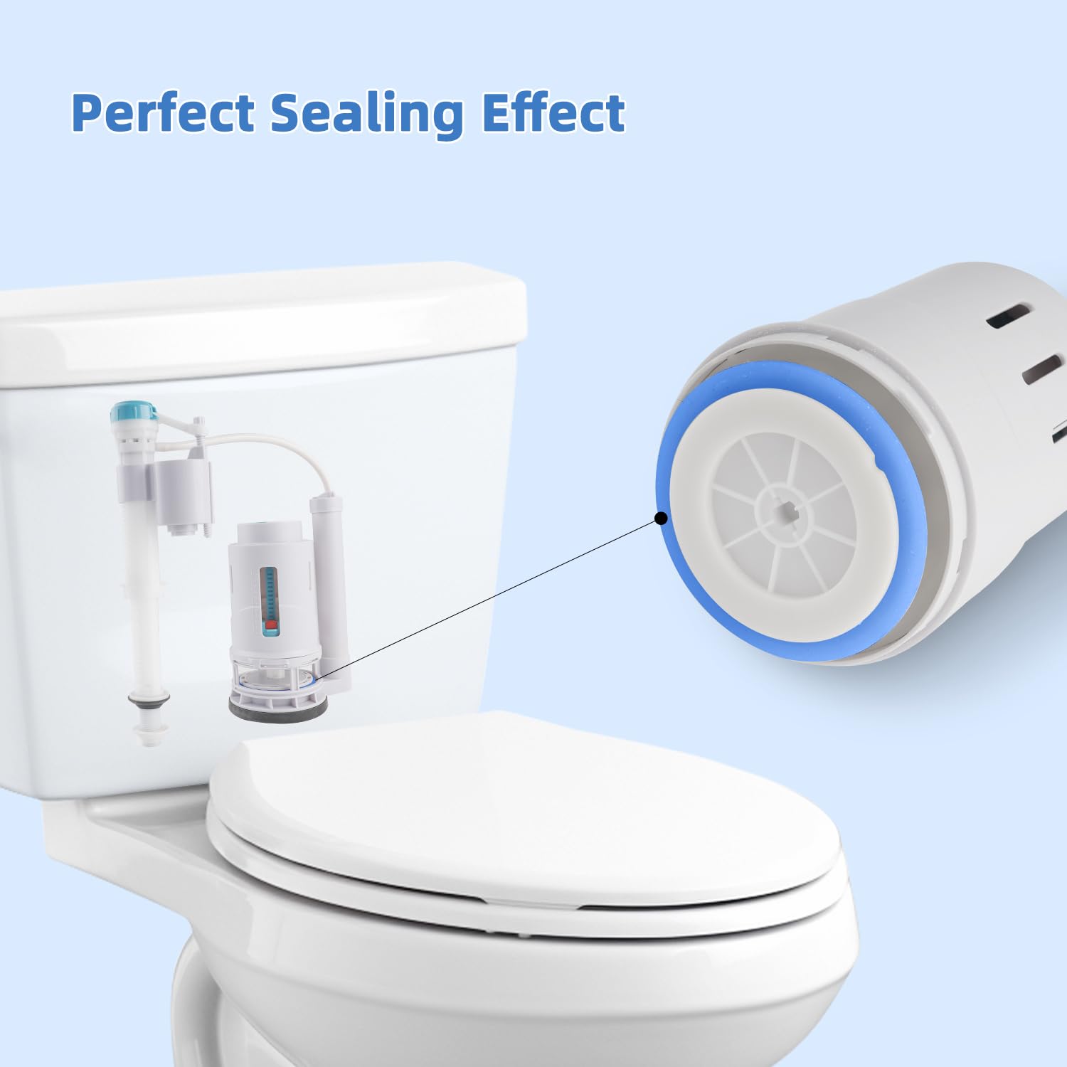 iFealClear Toilet Flush Valve Seal Replacement Kit - 2 Pack Blue Rubber Seals Compatible with American Standard Champion 4 & Eljer Titan 4 Toilets (Includes O-Ring) - Fix Leaking Toilet & Prevent Water Waste