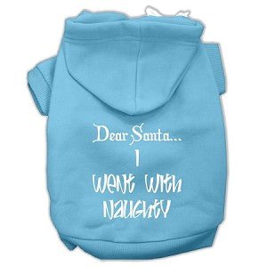 Dear Santa I Went with Naughty Screen Print Pet Hoodie - Funny Christmas Dog & Cat Sweater - Cozy Fleece Apparel for Small Medium Large Pets - Perfect for Holiday Photos & Family Gatherings