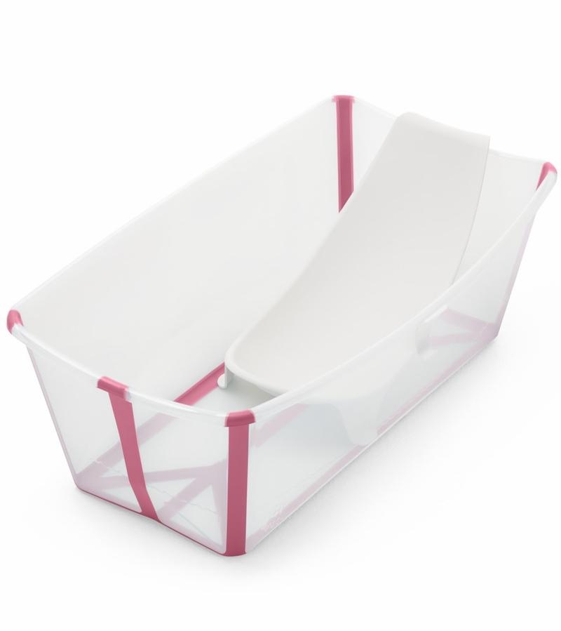 Stokke Flexi Bath Baby Bathtub with Heat Sensitive Plug & Newborn Insert - Foldable Infant Tub for Safe Bathing at Home or Travel