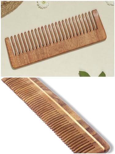 Organic Wooden Comb for Women - Natural Hair Growth & Scalp Massage (Pack of 2) | Detangling & Styling Tool for Healthy Hair Care Routine