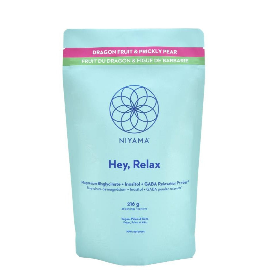 Hey Relax! Magnesium Bisglycinate + Inositol + GABA Stress Relief Supplement - Dragon Fruit & Prickly Pear Flavor | Supports Sleep, Relaxation & Anxiety Relief for Work & Study Stress
