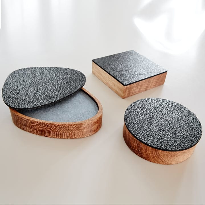 Premium Oak Wood Coaster Holder - LIND DNA Wood Box Curve for Drink Coasters 12.5x14cm, Natural Wood Home Bar Accessory for Dining Table, Coffee Table & Party Decor