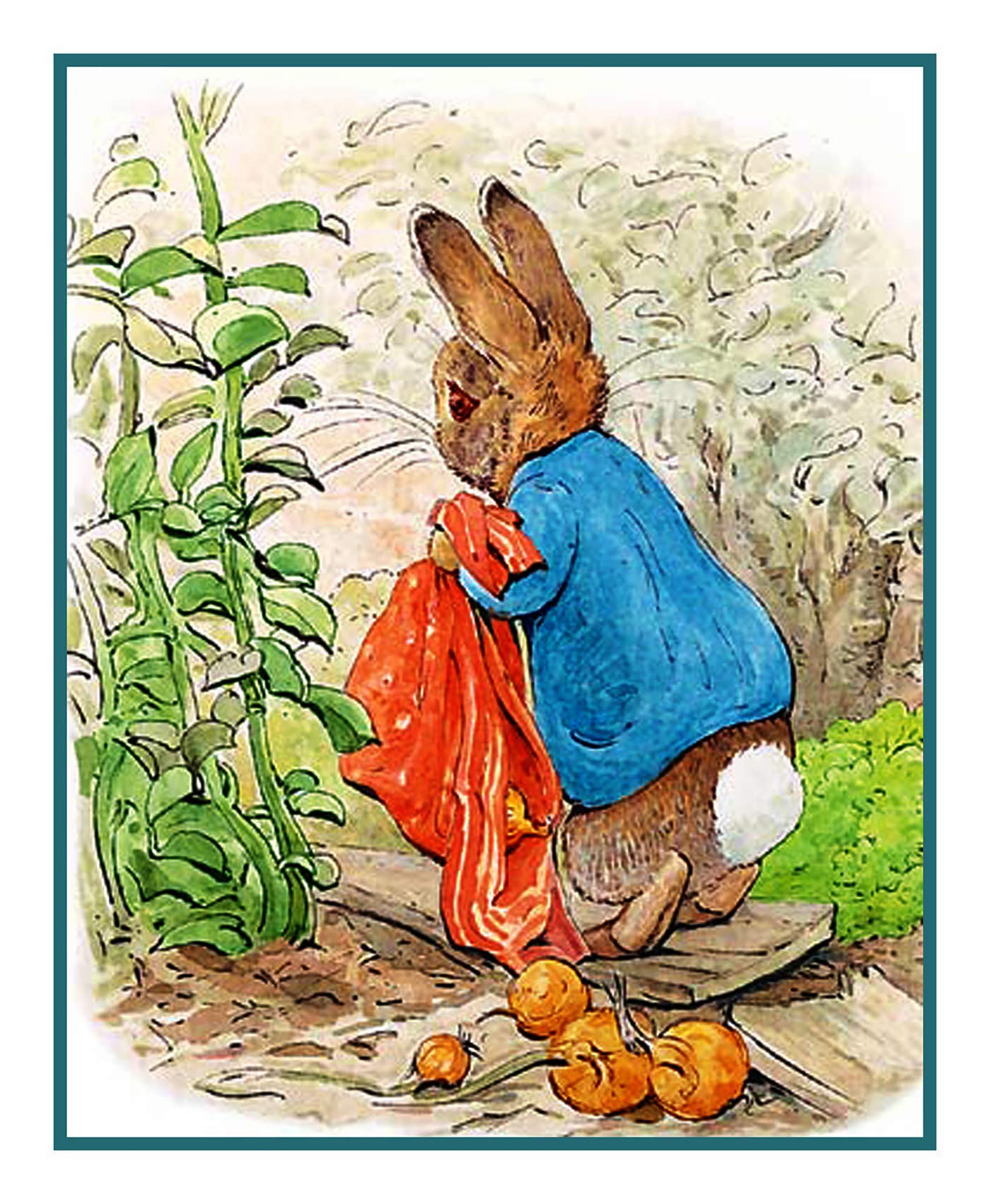 Beatrix Potter Peter Rabbit Carrying Onions Counted Cross Stitch Kit - Orenco Originals DIY Embroidery Pattern for Home Decor, Gifts & Craft Projects