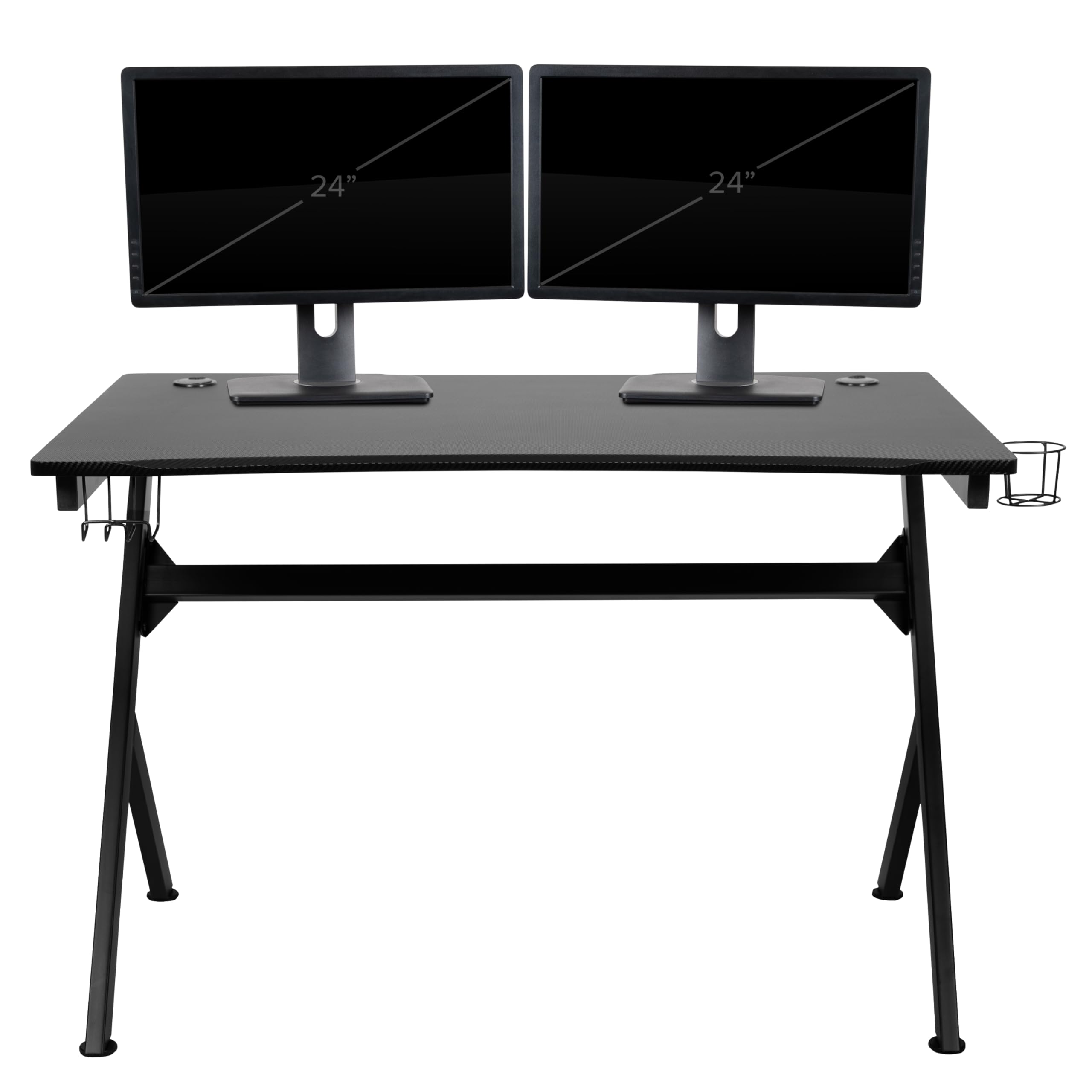 Flash Furniture Optis Black Gaming Desk and Orange/Black Racing Chair Set with Cup Holder, Headphone Hook & 2 Wire Management Holes - Perfect for Home Office, Gaming Setup & Esports Tournaments