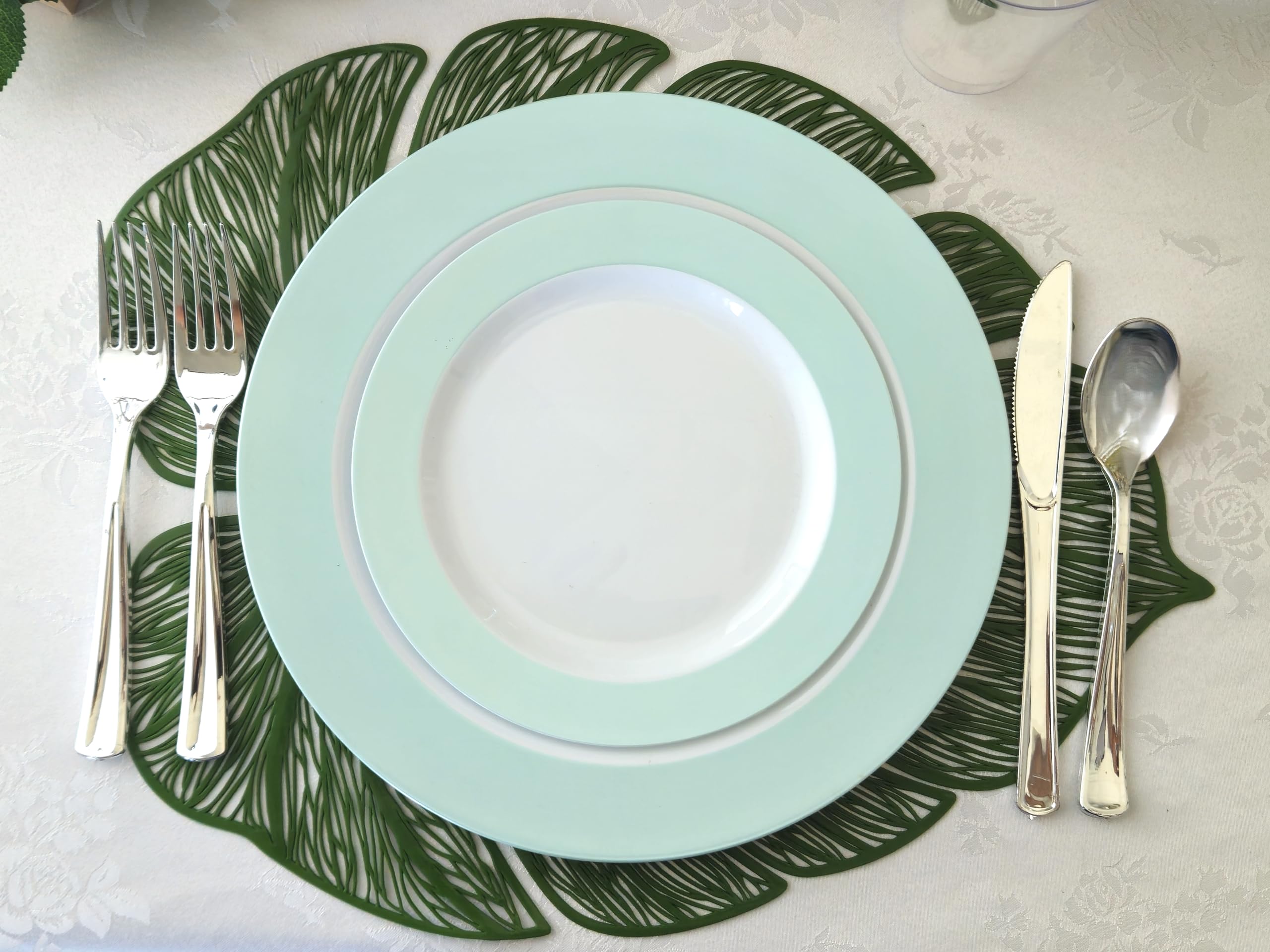120-Piece Pressed Vinyl Placemats Set - Elegant Wedding & Event Table Decor in Garden Green | Perfect for Dining Tables, Party Centerpieces & Home Decor