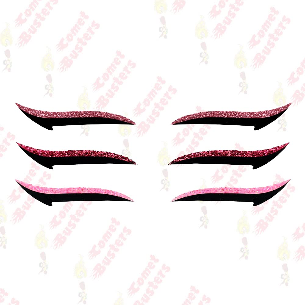Comet Busters Glitter Eyeliner Stickers - Light Pink, Dark Pink & Neon Pink (EYE054) | Waterproof Eye Makeup for Parties, Halloween & Cosplay