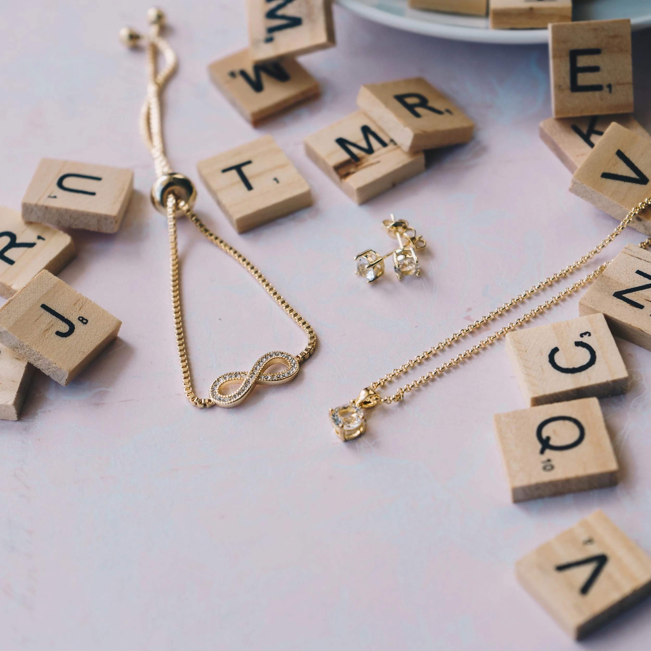 Gold Plated Infinity Friendship Set with Zirconia Crystals - Gift for Her