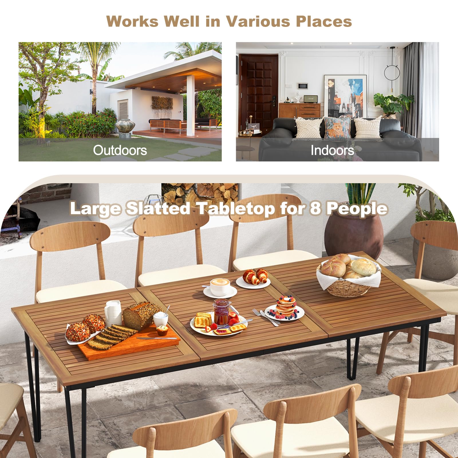 **Tangkula 79 Inch Outdoor Dining Table - 8-Person Patio Table with 1.9