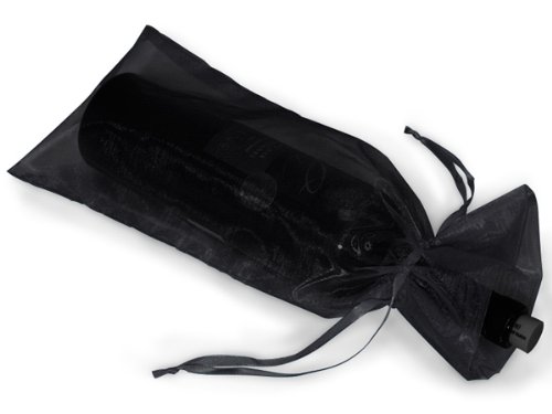 BLACK Organza Wine Bags 6.5x15 Inches with Satin Drawstrings - 25 Pack (10 Units per Pack) - Perfect for Wedding Favors, Party Gifts & Bottle Packaging